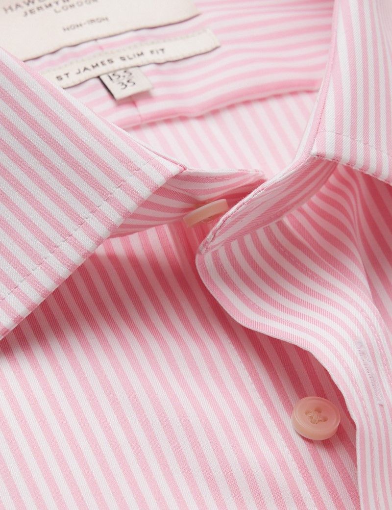 Slim Fit Pink & White Bengal Stripe Non-Iron Shirt