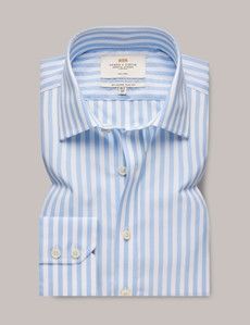 Slim Fit Blue & White Bold Stripe Non-Iron Shirt
