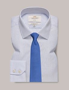 Non-Iron Blue & Navy Stripe Slim Shirt