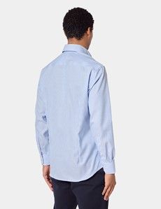 Slim Fit Blue & White Bengal Stripe Pin Point Non-Iron Oxford Shirt