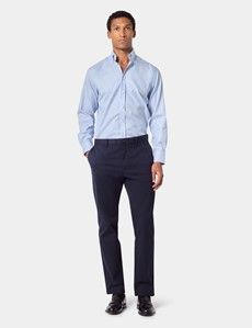 Slim Fit Blue & White Bengal Stripe Pin Point Non-Iron Oxford Shirt