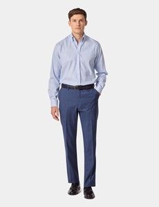 Slim Fit Blue & White Fine Stripe Pin Point Non-Iron Oxford Shirt