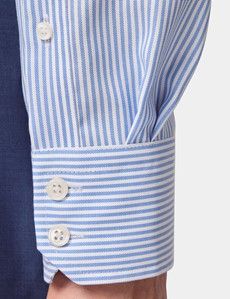Slim Fit Blue & White Fine Stripe Pin Point Non-Iron Oxford Shirt