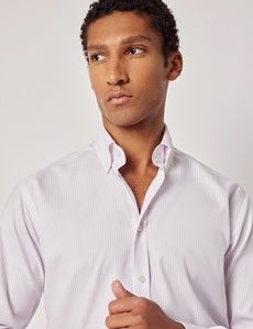 Slim Fit Blue & Pink Stripe Pin Point Non-Iron Oxford Shirt