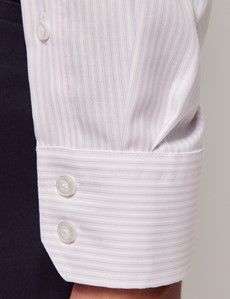 Slim Fit Blue & Pink Stripe Pin Point Non-Iron Oxford Shirt