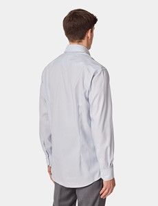 Non-Iron Blue & Navy Stripe Pin Point Oxford Shirt - Button Down Collar - Slim Fit-preview3
