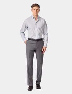 Non-Iron Blue & Navy Stripe Pin Point Oxford Shirt - Button Down Collar - Slim Fit-preview5
