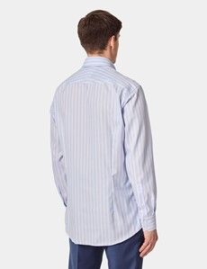 Slim Fit Blue & Pink Bold Stripe Pin Point Non-Iron Oxford Shirt