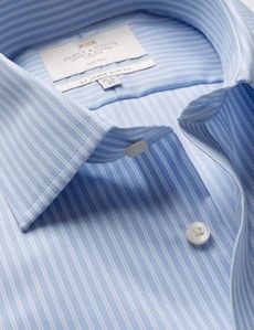 Slim Fit Blue & White Stripe Non-Iron Shirt