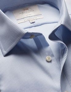 Slim Fit Blue & White Textured Stripe Non-Iron Shirt