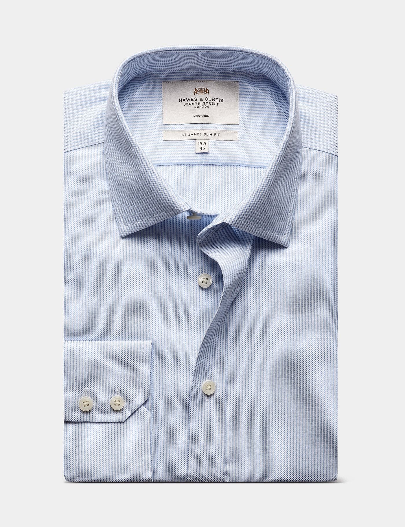 Slim Fit Light Blue Dobby Spot Curtis Shirt