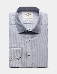 Slim Fit Navy & White Textured Stripe Non-Iron Shirt