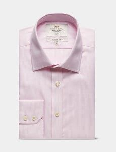 Slim Fit Pink & White Textured Stripe Non-Iron Shirt