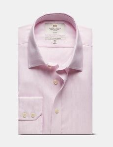 Slim Fit Pink & White Textured Stripe Non-Iron Shirt