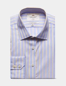 Slim Fit Blue & Yellow Stripe Non-Iron Shirt