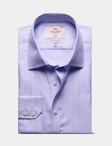 Slim Fit Blue & Pink Textured Stripe Non-Iron Shirt