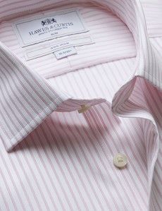 Slim Fit Pink & White Bi Stripe Non-Iron Shirt