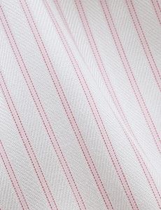 Slim Fit Pink & White Bi Stripe Non-Iron Shirt