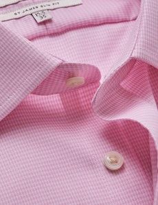 Slim Fit Pink & White Dogtooth Twill Non-Iron Shirt