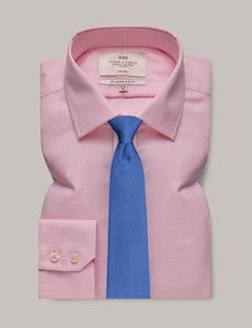 Slim Fit Pink & White Dogtooth Twill Non-Iron Shirt
