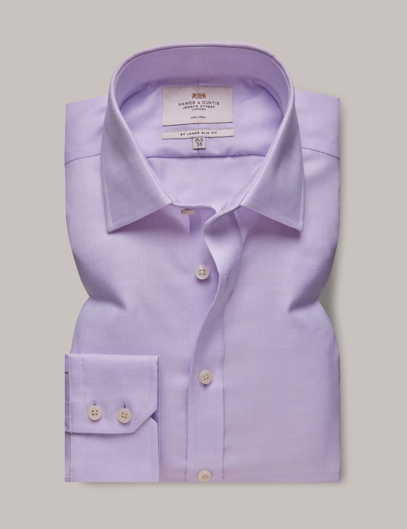 Slim Fit Lilac & White Dobby Non-Iron Shirt-preview