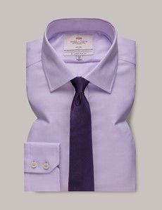 Slim Fit Lilac & White Dobby Non-Iron Shirt-preview2