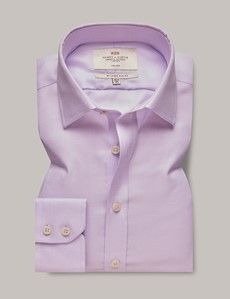 Non-Iron Lilac & White Fabric Interest Slim Shirt-preview2