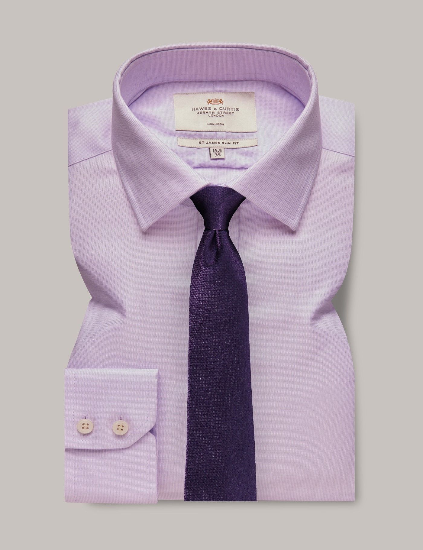 Men's Non-Iron Lilac & White Fabric Interest Slim Shirt
