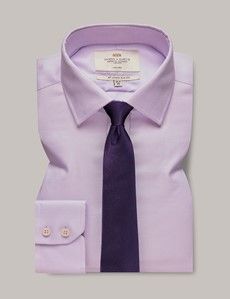Non-Iron Lilac & White Fabric Interest Slim Shirt