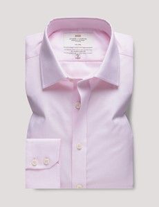 Non-Iron Pink & White Textured Weave Slim Shirt-preview1