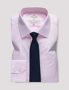 Non-Iron Pink & White Textured Weave Slim Shirt-preview2