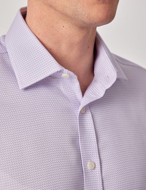 Non-Iron Purple & White Textured Weave Slim Fit Shirt-preview