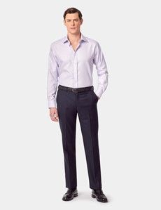 Slim Fit Purple & White Textured Weave Non-Iron Shirt