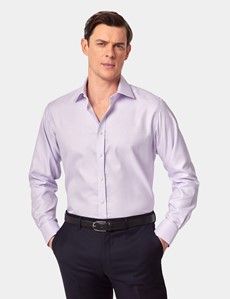 Slim Fit Purple & White Textured Weave Non-Iron Shirt