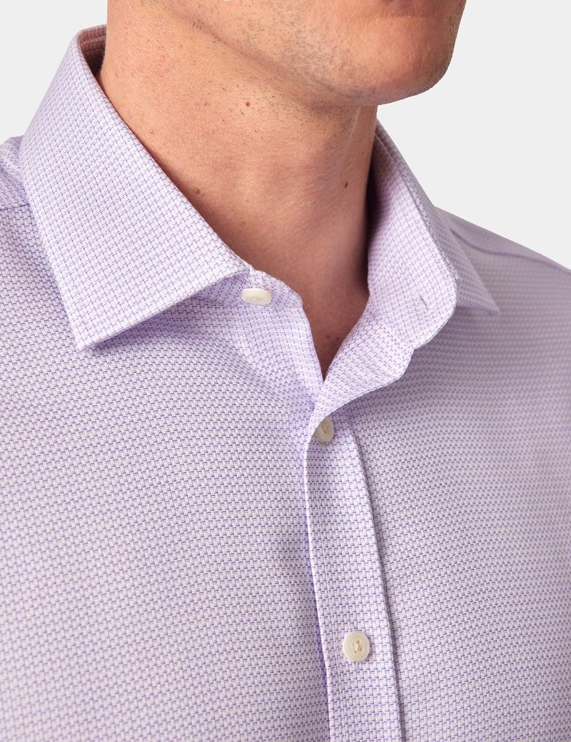 Slim Fit Purple & White Textured Weave Non-Iron Shirt-preview