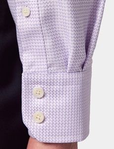 Slim Fit Purple & White Textured Weave Non-Iron Shirt