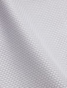 Slim Fit Grey & White Textured Weave Non-Iron Shirt