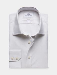 Slim Fit Grey & White Textured Weave Non-Iron Shirt