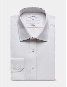 Slim Fit Grey & White Textured Weave Non-Iron Shirt