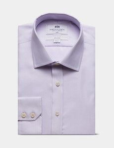 Slim Fit Lilac & White Textured Weave Non-Iron Shirt
