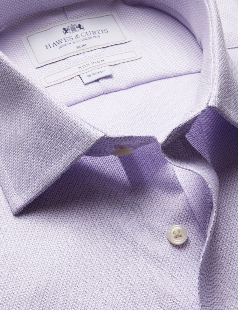 Slim Fit Lilac & White Textured Weave Non-Iron Shirt