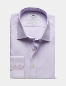 Slim Fit Lilac & White Textured Weave Non-Iron Shirt