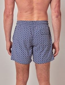 Blue & White Geo Floral Swim Shorts-preview4