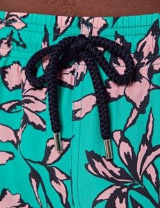 Green & Pink Floral Swim Shorts