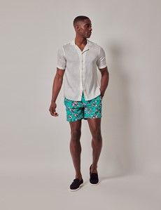 Green & Pink Floral Swim Shorts