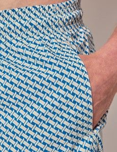 Blue & White Geometric Swim Shorts-preview3