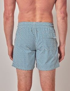 Blue & White Geometric Swim Shorts-preview4