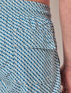 Blue & White Geometric Swim Shorts-preview5
