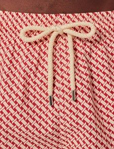 Red & White Geometric Swim Shorts-preview2