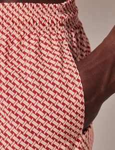 Red & White Geometric Swim Shorts-preview3
